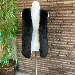 Sebby Collection Black Faux Fur Open Drape Vest Size XL